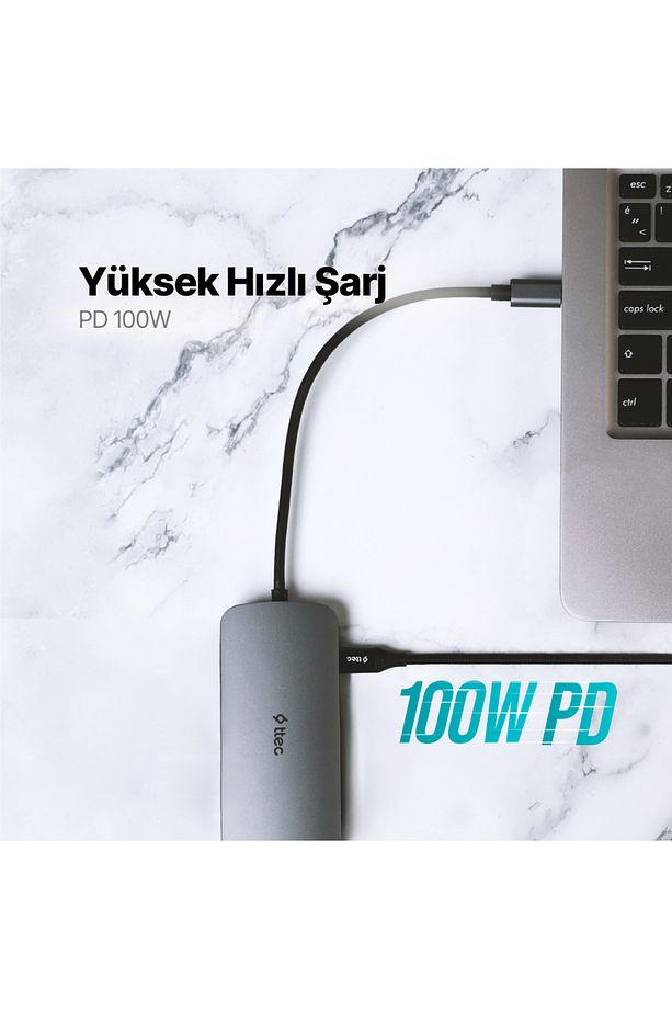 Usb-c Hub/çoklayıcı Usb-c 100w Pd Hdmi Gb Ethernet 2*usb-a Usb-a Sd Microsd - 3