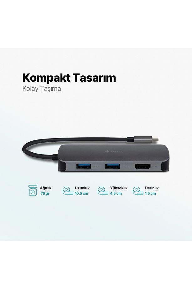 Usb-c Hub/çoklayıcı Usb-c 100w Pd Hdmi Gb Ethernet 2*usb-a Usb-a Sd Microsd - 6