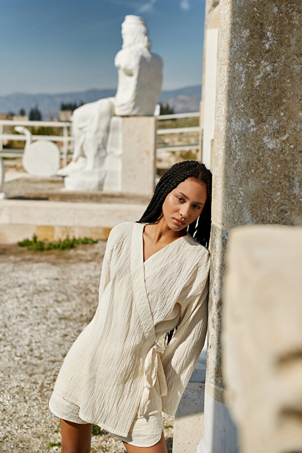 Kısa Kruvaze Kimono