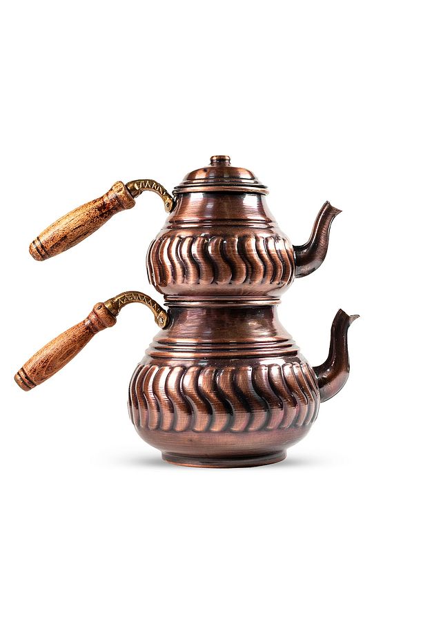 Bakır Eskitme Dilim Modelli Çaydanlık - 1