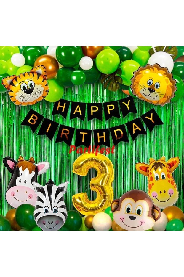 Safari Animals 3 Year Old Balloon Set Safari Concept Helium Balloon Set Safari Birthday Set
