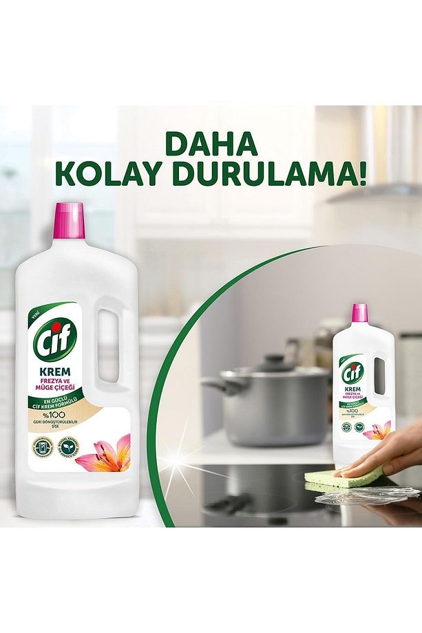 Krem Yüzey Temizleyici Mutfak Ve Banyo Için Frezya Ve Müge Çiçeği Kokulu 1500 ml 2 Adet - 6