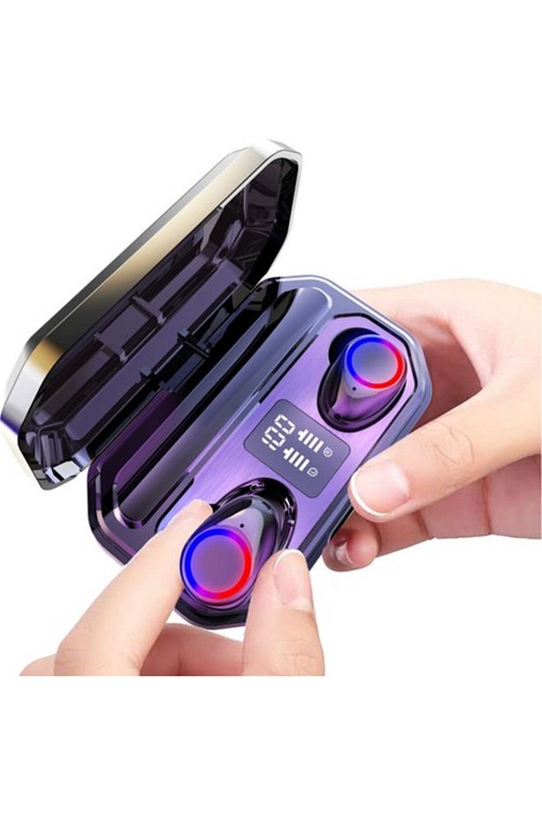 Powerbankli Bluetooth Kulaklık Şarj Göstergeli Kulak İçi Kablosuz Mikrofonlu Hi-Fi Kulaklık M12 - 3