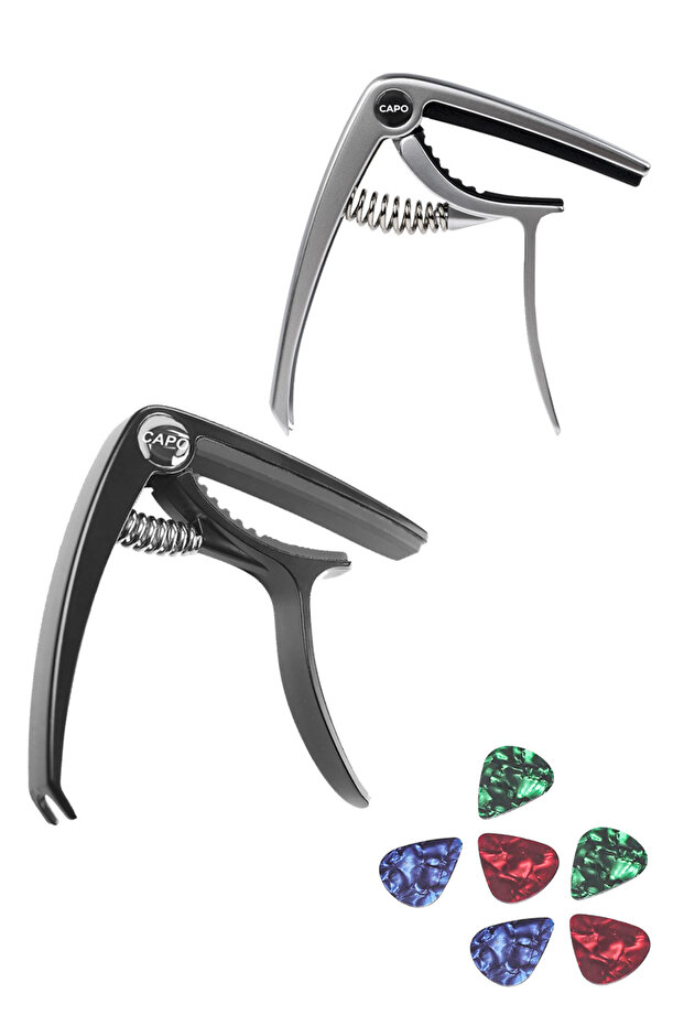 Q10-BK-GR Zinc Alloy Professional Kapo Top Quality Capo 2 PCS (Compatible With All Guitars)
