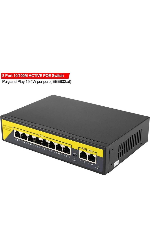 PrimeX PX-1010B 8 Port 10/100M POE Switch, ip Kamera Poe Switch anahtarı-(4 + 2) 100m iletim mesafes - 2