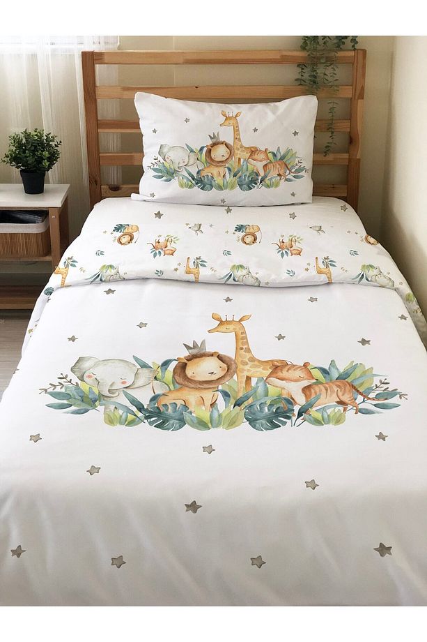 Çift Taraflı Safari Desenli Çarşafsız Takım -baskılı Tek Kişilik Nevresim Takımı - 3