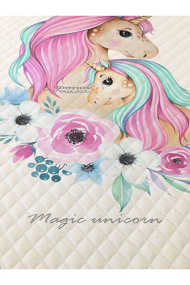 Unicorn Desenli Bebek Ve Çocuk Baskılı Tek Kişilik Pike Takımı 160x220 Cm - 2