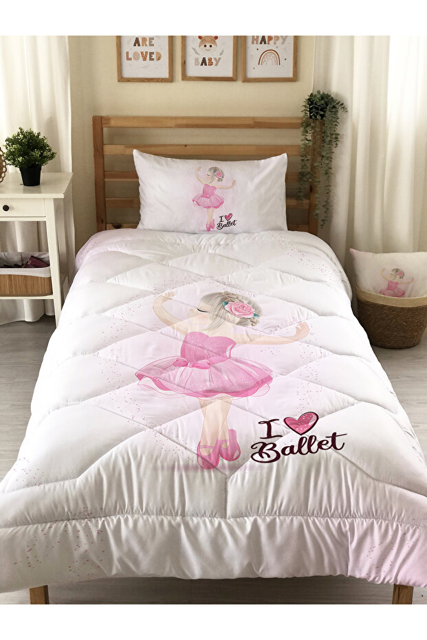 Ballerina Girl Patterned Quilted Stitched Quilt
