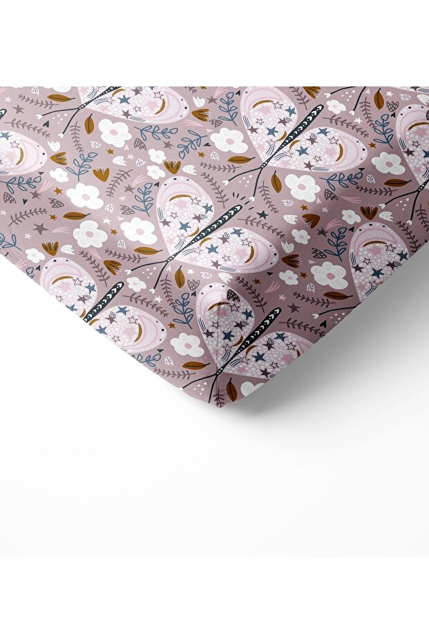 Pink Single Butterfly Patterned Elastic Sheet Set - 3