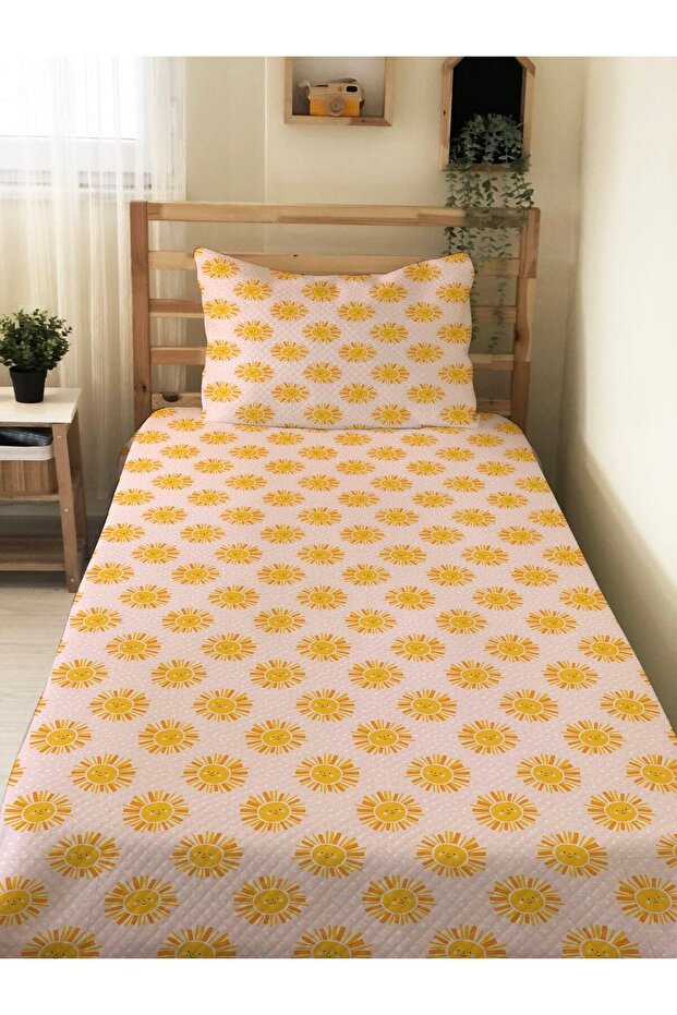 Sun Patterned Baby and Kids Printed Single Pique Set 160 X 220 cm Pink