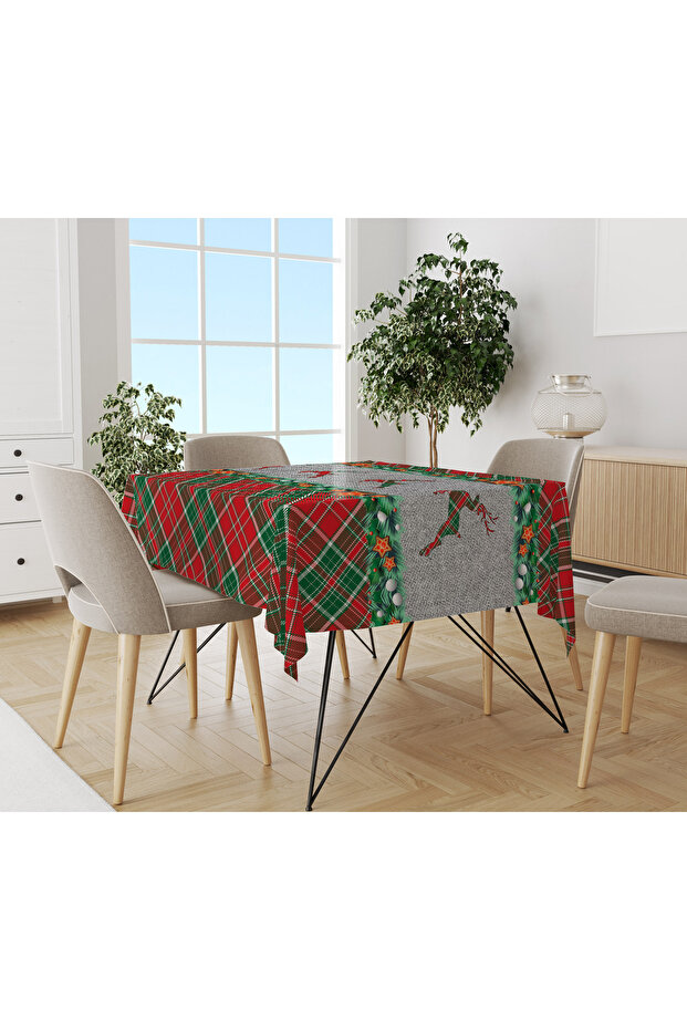 Christmas Patterned Velvet Texture Tablecloth - 1
