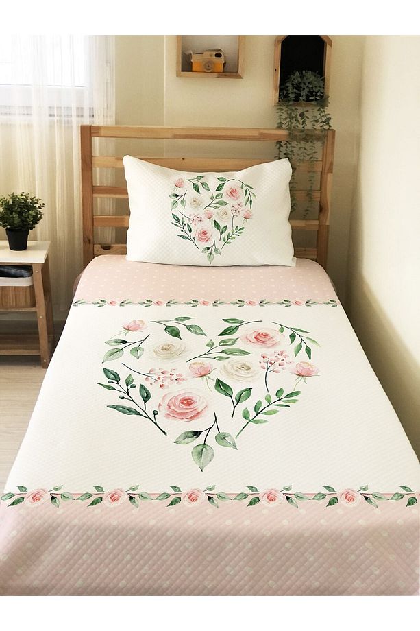 Çiçek Desen Bebek Ve Çocuk Baskılı Tek Kişilik Pike Takımı 160x230 - 1