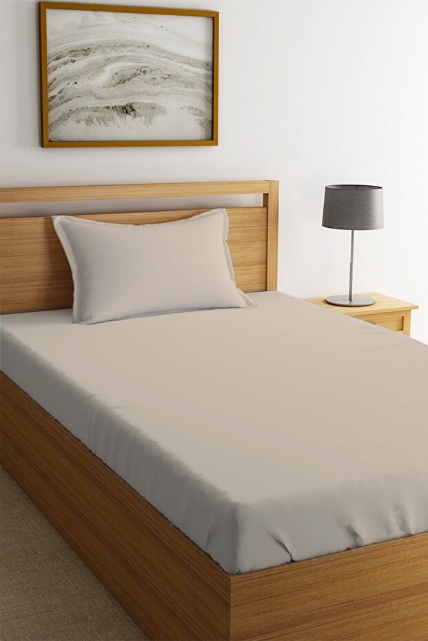 طقم ملاءات جاهزة مفردة - مطبوع باللون البني العادي - 1