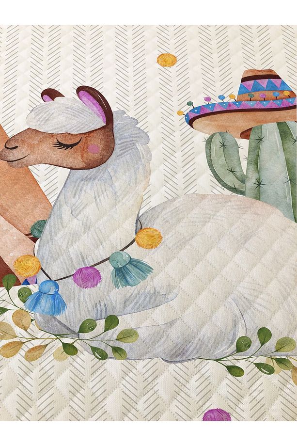 Lama Desen Bebek Ve Çocuk Baskılı Tek Kişilik Pike Takımı 160x230 - 3