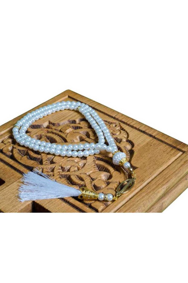 10 Pieces of Fringed Tasseled Glass Painting White Pearl Prayer Rosary