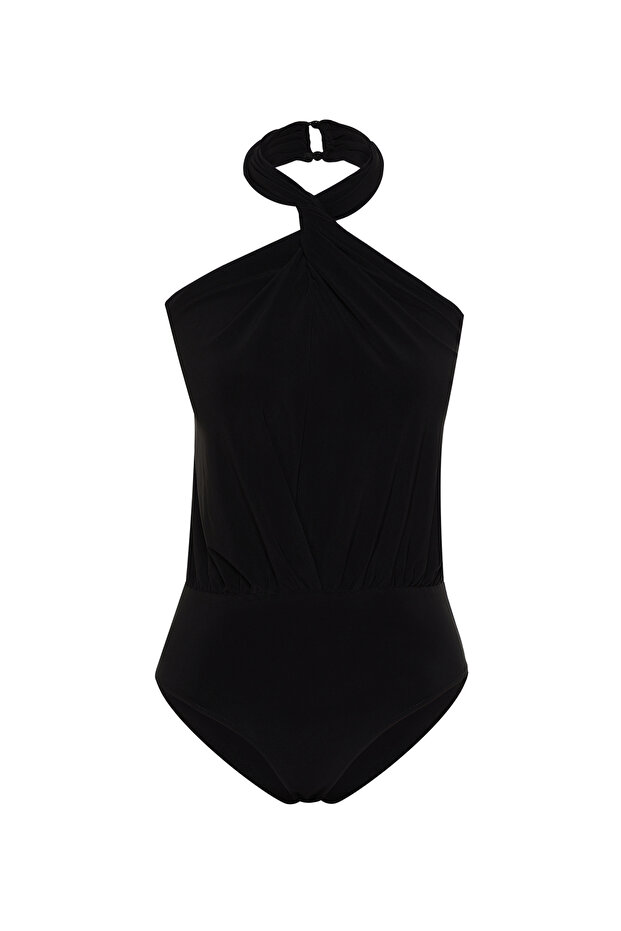 Siyah Halter Yaka Örme Body TPRSS24BD00004 - 6
