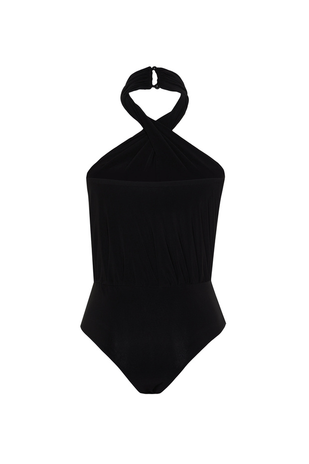 Siyah Halter Yaka Örme Body TPRSS24BD00004 - 7