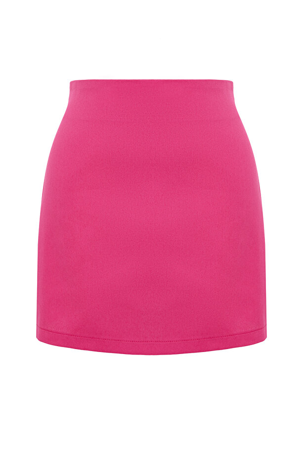 Fuşya Yüksek Bel A-Line Mini Boy Dokuma Etek TWOSS22ET0136 - 5