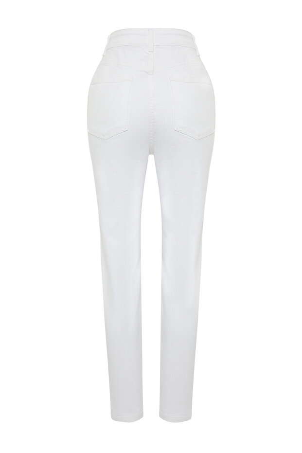 Bílý vysoký pas Mom Jeans Twoss24Je00122 - 14