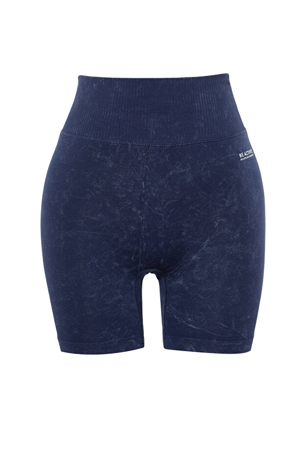 Mavi Seamless/Dikişsiz Yıkamalı Örme Spor Şort/Kısa Tayt THMSS23TY00034 - 8