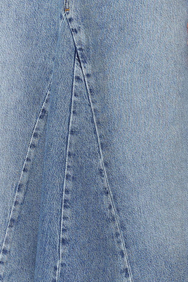 Mavi Volanlı Dikiş Detaylı Yüksek Bel Maxi Denim Etek TWOSS24ET00012 - 5