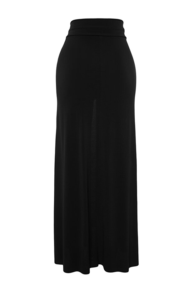 Siyah Maxi Örme Cut Out Detaylı Pareo TBESS24PR00008 - 8