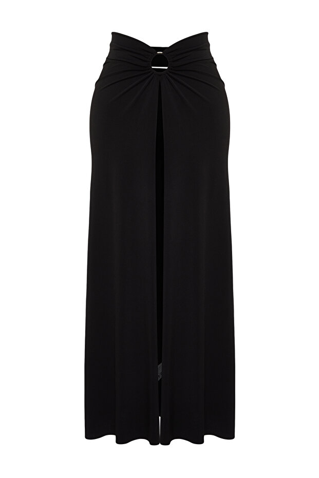 Siyah Maxi Örme Cut Out Detaylı Pareo TBESS24PR00008 - 6