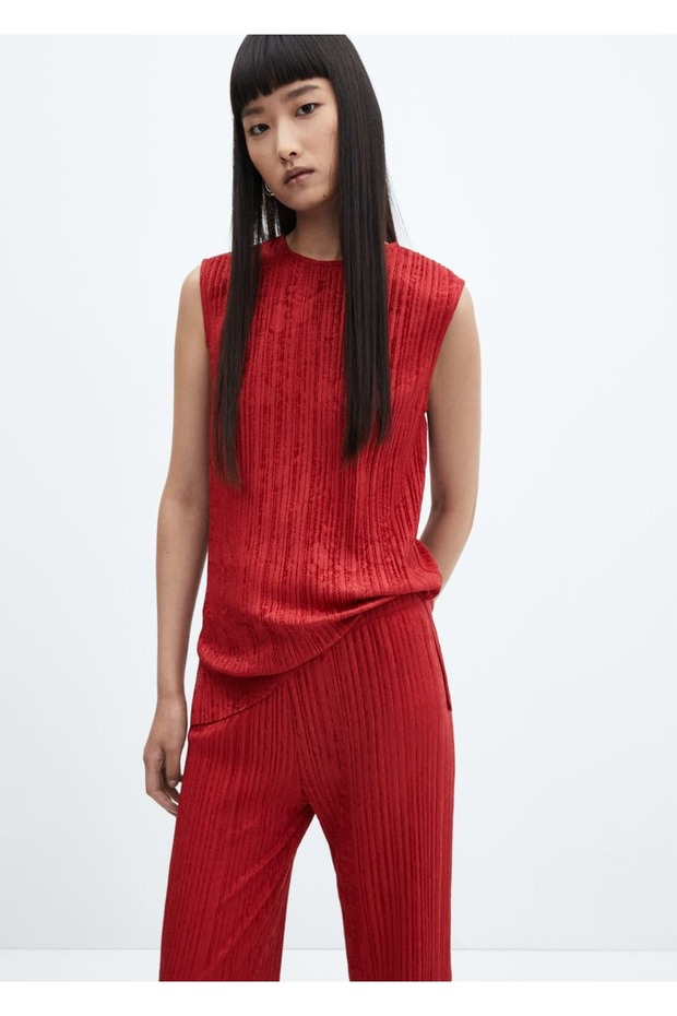 Pileli düz pantolon - 7