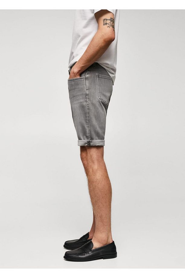 Slim fit kot bermuda şort - 7