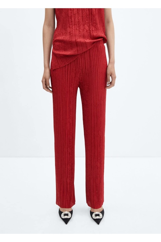 Pileli düz pantolon - 1