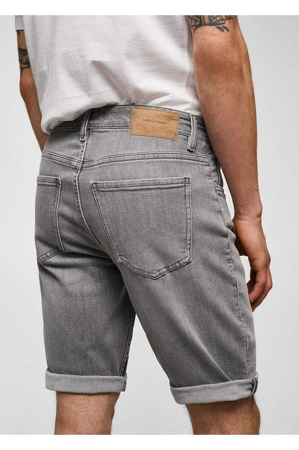 Slim fit kot bermuda şort - 5