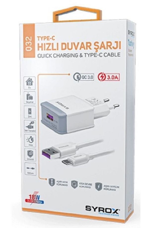 Q32 TYPE-C ŞARJ ALETİ 18W 3.0 A (BAŞLIK VE KABLO SET) - 1