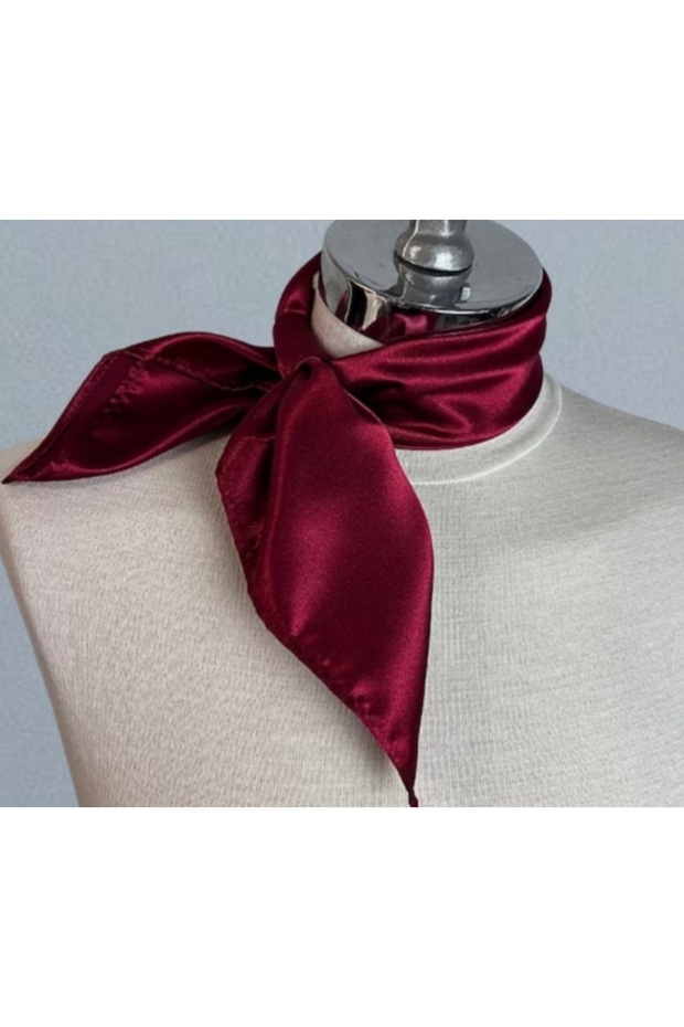 Sarah satin kerchief scarf neck tie burgundy