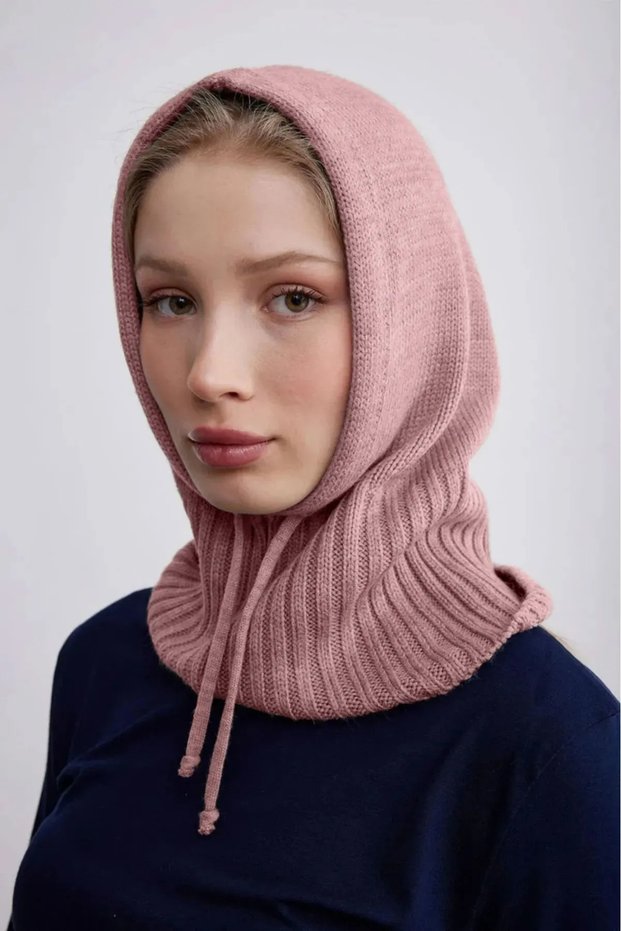 Women's Knitwear Balaclava Corded Knitwear Knitted Hooded Beanie, Hijab Beanie, Knitwear Headgear, Balaklava