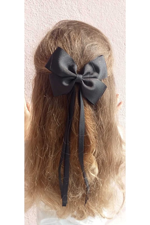 Handmade Black Satin Clip Bow Buckle