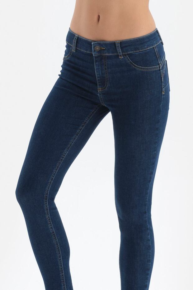 Lacivert Jean Push Up Tayt Pantolon - 4