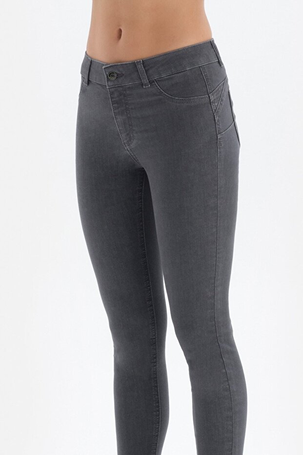 Antrasit Jean Push Up Tayt Pantolon - 4