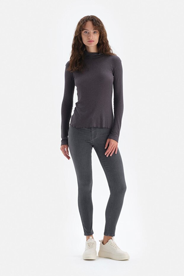 Antrasit Jean Push Up Tayt Pantolon - 5