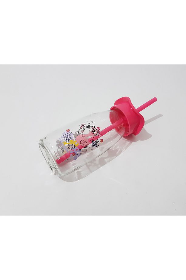 Pipetli Süt Şişesi Çocuklar İçin Süt Meye Suyu Şişesi 250ml Karikatür Desenli Şişe - 4