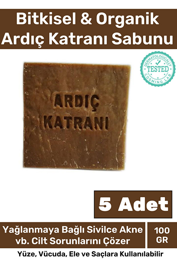 100% Natural Herbal Hand Face Body Hair Skin Original Vegan 5-Pack Juniper Tar Soap