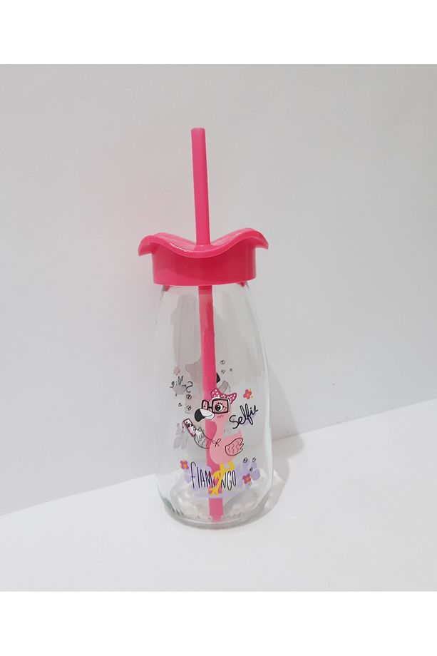 Pipetli Süt Şişesi Çocuklar İçin Süt Meye Suyu Şişesi 250ml Karikatür Desenli Şişe - 2