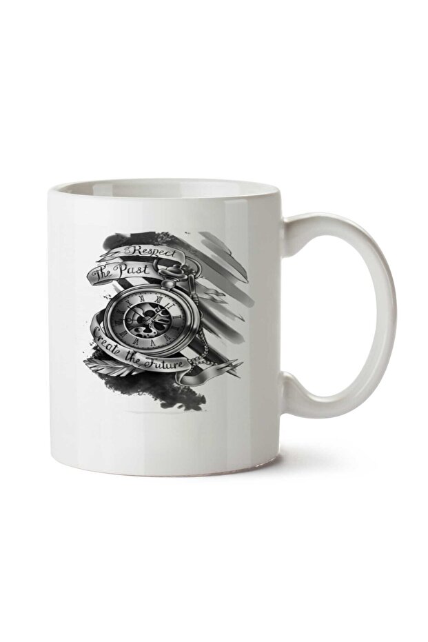 كوب مطبوع عليه وجهين من Respect The Past Create the Future