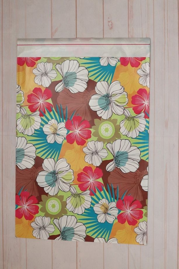 Kendinden Yapışkanlı- Bantlı Hediye Paketi/poşeti, Çiçek Desen 5 Adet 30x45cm - 3