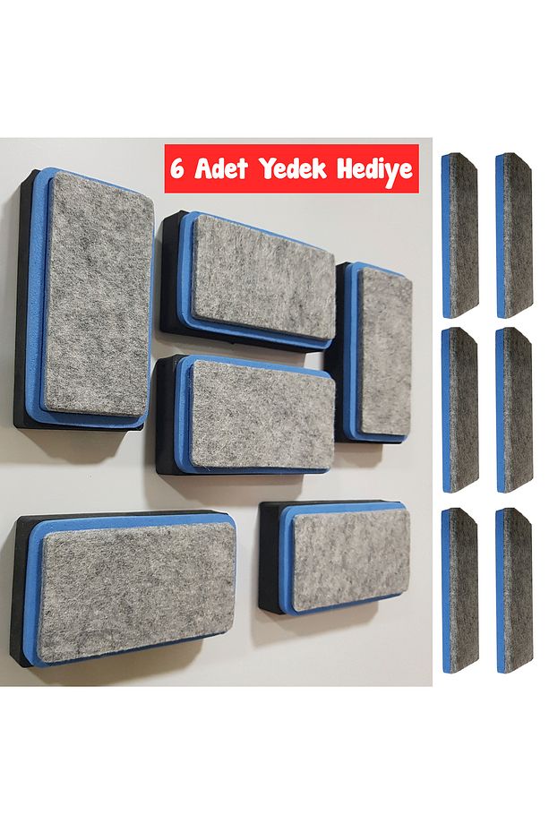 Mıknatıslı Tahta Silgisi-değiştirilebilir Keçe 6 Adet - 1