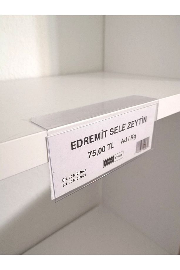 10 Adet PVC Etiketlik Raf Önü Dik Yapışkanlı 8x4 cm Vitrin Etiketliği, Raf Önü Etiketlik İsimlik - 9