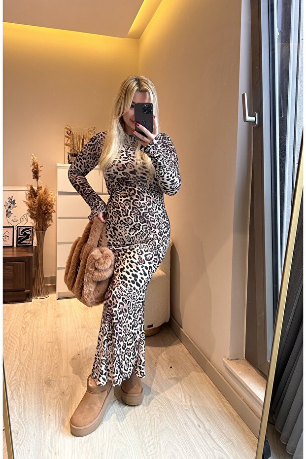 Selen Leopar Elbise - 3