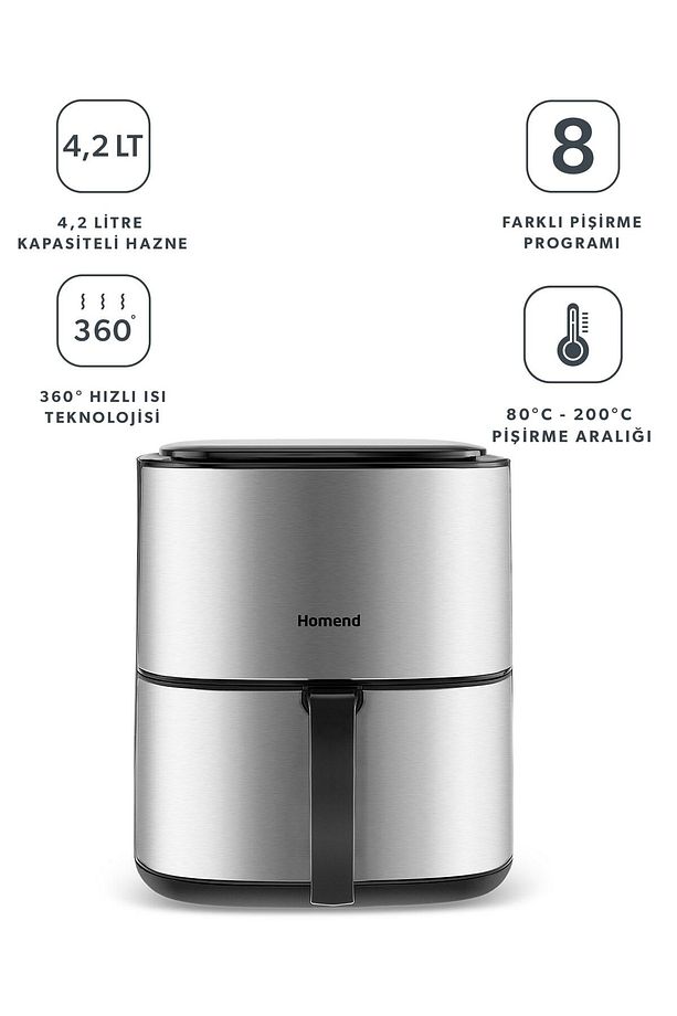 Airfryday 2506h 8 Farklı Program 4,2 Litre Inox Airfryer - 1