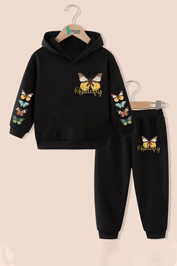 مجموعة بدلة رياضية على شكل فراشة من CACTUS BABY BUTTERFLY باللون الأسود