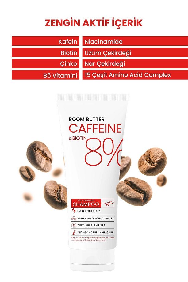 Caffeine Biotine Yavaş Uzayan Kepeklenen Saçlar için Şampuan 250 ML - 5