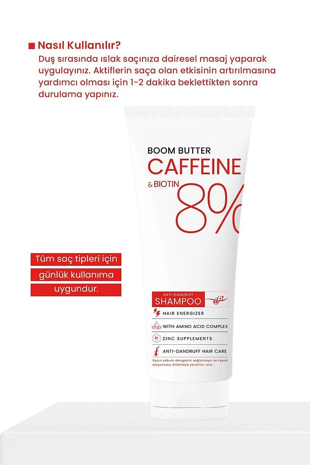 Caffeine Biotine Yavaş Uzayan Kepeklenen Saçlar için Şampuan 250 ML - 6